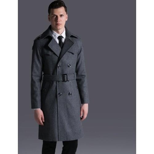 CHAOJUE Brand 2020 Fashion 6XL Plus Size Long Grey Woolen Coat Mens Double Breasted Wool Trench Coat Free Shipping