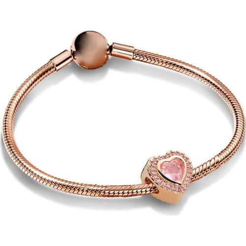 NEW 100% 925 Sterling Silver 1:1 Love Your Heart Rose Gold Gift Bracelet Set Original High Quality Fashion Jewelry Wholesale