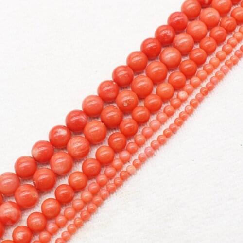 Wholesale 3-9mm Orange Coral Round Loose Beads 15"/38cm, BeadsFor DIY Jewelry Making ! wholesale for all items