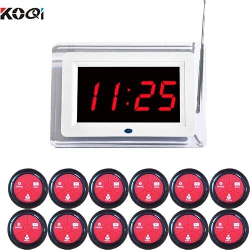 Restaurant Server Pager Wireless Calling System Table Buzzer Waiter Paging 1 Number Display 12 Call Bell