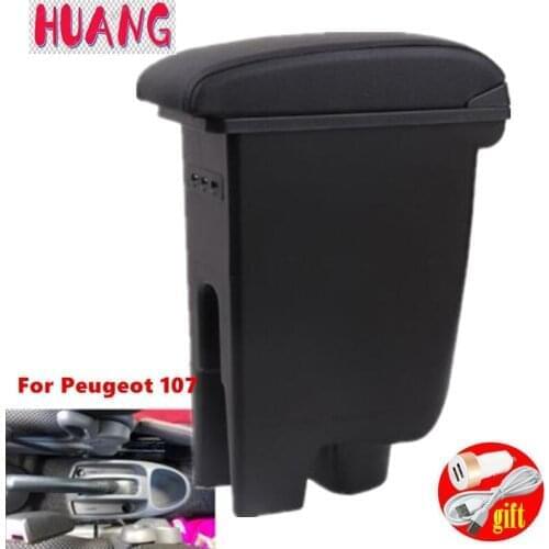 For Peugeot 107 Armrest Retrofit parts Interior Storage box 3USB Simple installation special Retrofit parts Car Armrest box