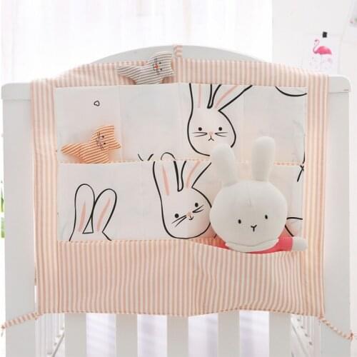 60 * 50cm Bed Hanging Storage Bag Cotton Cartoon Baby Cot Bed Crib Organizer Toy Diaper Pocket Newborn Crib Bedding Set