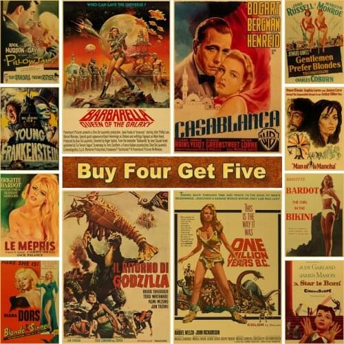 Classic Old Movie Poster Vintage Kraft Paper Posters and Prints Art Painting for Room Bar Cafe Decoration Wall Decor Painting