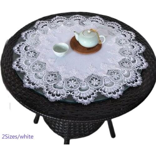 Luxury lace round table place mat cloth embroidery placemat pad felt coaster dining tea pan cup doily drink coffee mug kitchen