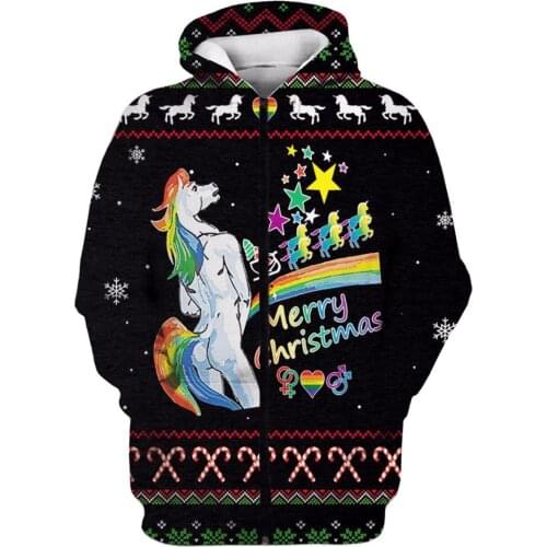 Christmas New Fashion Men Women hoodies 3D Printed Ugly Unicorn Merry Christmas Printed Hoodie Apparel Unisex Hoody streetwear