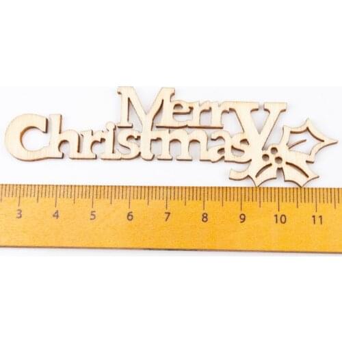 Natural Wood Christmas Pattern Craft Accessories Scrapbooking For Handmade Sewing Home Decoration DIY 10pcs 21x92mm