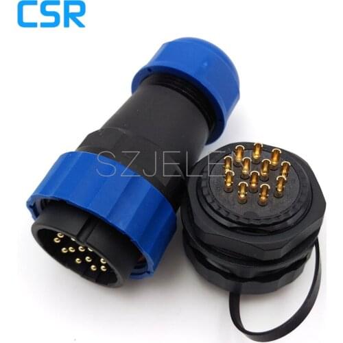 SD28TP-ZM, waterproof connector 12 pin Male and female,IP67,8-15mm LED power cable wire connectors 12 pin, Panel cutout 28mm