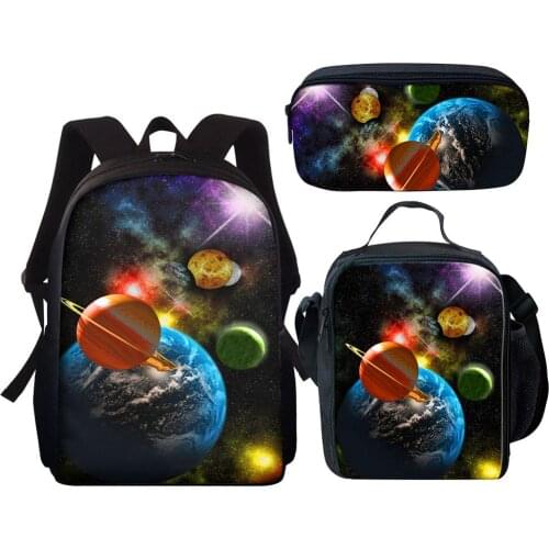 Fashion 3D Planet Print School Bags For Girls Boys Kids School Backpack 3pcs/set Children Schoolbag Orthopedic Student Backpacks