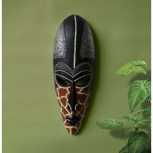 AFRICAN MODERN ABSTRACT GOLDEN RESIN FIGURE MASK HEAD PORTRAITS CARVING ART WALL HANGINGS HOME LIVING ROOM ACCESSORIES M1653