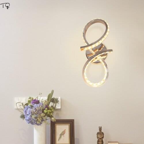 Modern Minimalist Aluminum Art Decor Curve K9 Crystal Wall Lamp LED Sconce Wall Light Bedroom Bedside Living Room Study Bathroom