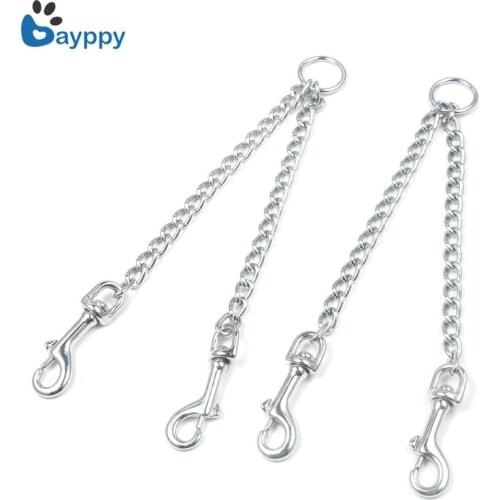 Pet Heavy Duty Metal Chrome Chain Double Pet Dog Leash Dog Walking Training Leash 40cm 50cm 60cm 70cm for Small Medium Large Dog
