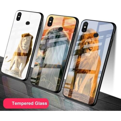 Ferocious lion Tempered Glass Phone Case For Redmi Note 5 6 7 8 9 Pro Note8T Note9S Redmi8 9 Cover Shell