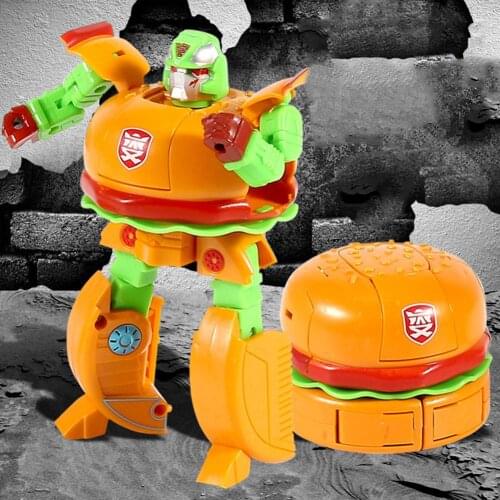 Transformable Hamburger Cake Food Figure Robot Deforming Toys Boys Toy Party Favors Kids Educational Toys for Children Gift