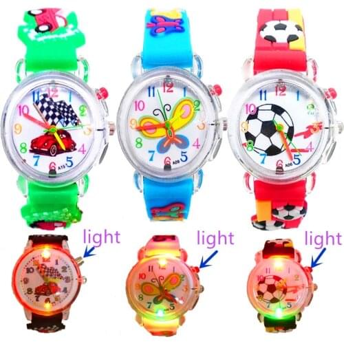 Flash Light Butterfly Children Luminous Watch Good Quality Baby Toy Football Watches Kids Boys Girls Clock Wristwatches Relogio