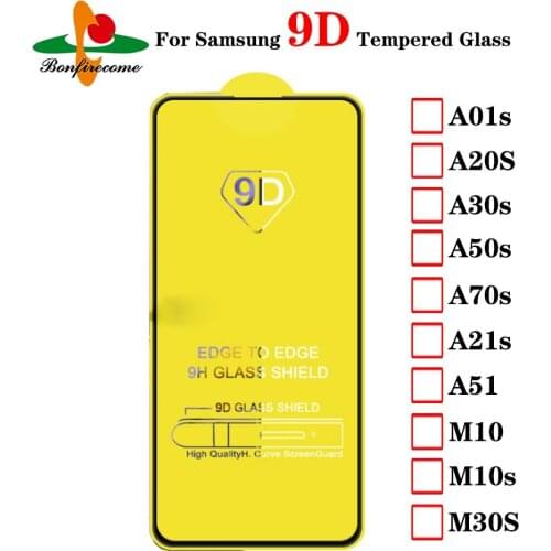 100pcs\lot 9D Tempered Glass For Samsung A10s A20s A30s A50s A70S A21s M10s M30s A51 M10 Screen Protector Full Protective film