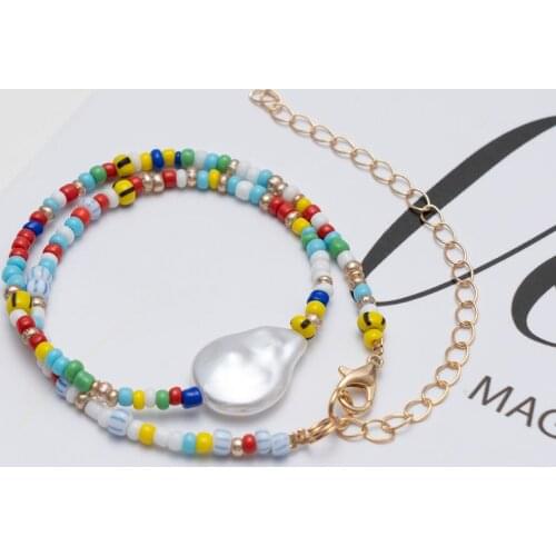 Simple Choker Necklace Women Fashion Seed Beads Stand Necklace of Women Girl for Party Beach Travel Trendy Bohemia Jewelry