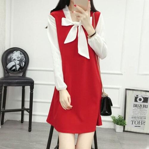 Plus Size 4XL Spring Women Dress Cute Bow Mini Chiffion Dress Casual Loose Office Dress Black Pink Khaki vestidos DF2123