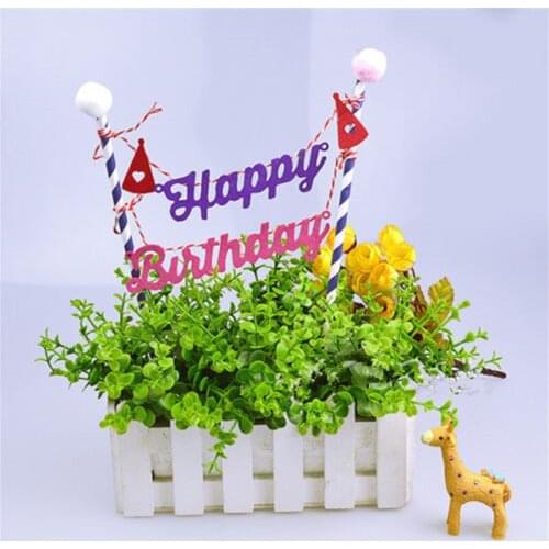 1PCs/Lot Bowknot Happy Birthday Cake Topper For Party Decoration Cake Flag For Baby Shower Cake Decoration Tools Supplies