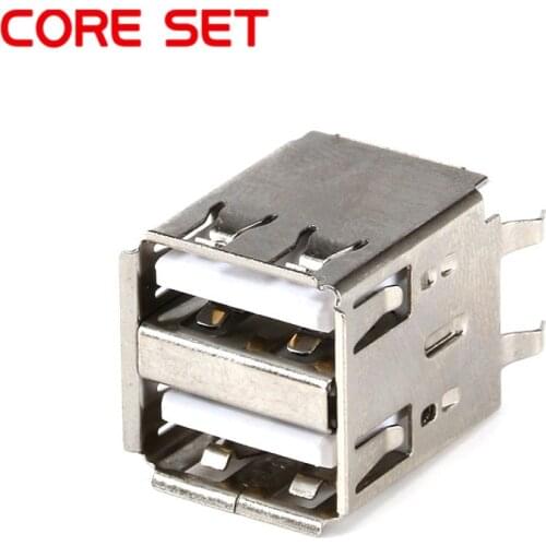 10Pcs Double USB Type A Female Solder Jacks Connector PCB Socket USB-A type 180 Degrees Vertical 4pins