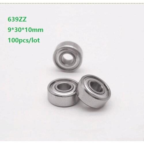100pcs/lot 9x30x10mm 639ZZ 639-ZZ 639 ZZ Z 639Z 9*30*10mm Deep Groove Ball bearing Miniature Double metal cover Ball Bearings