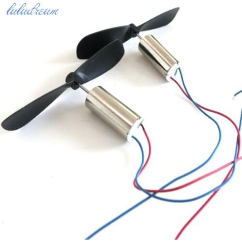 2set/lot hight quanlity 3.7v metal Micro DC-motor with Black Propeller Model Airplane Motor with 80mm wire