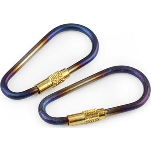 2pcs/lot Outdoor Small Tool Bluing Titanium Alloy Backpack Hang Buckle Keychain Metal Buckle EDC Camping