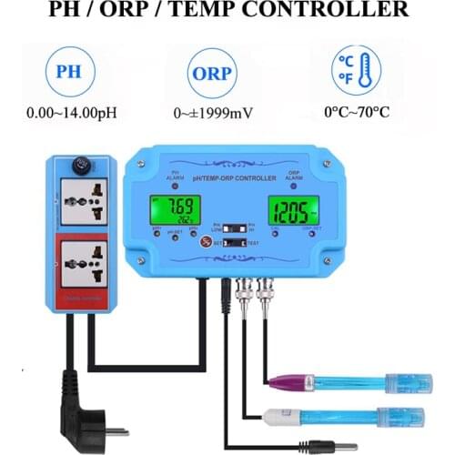 Professional PH Controller 3 in 1 Online PH ORP TEMP Monitor Meter High Precision Water Quality Tester for Aquarium Hydroponics