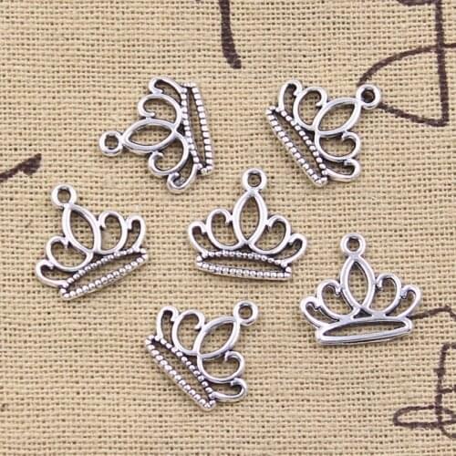 30pcs Charms Lotus Crown 15x15mm Antique Silver Color Pendants Making DIY Handmade Tibetan Finding Jewelry