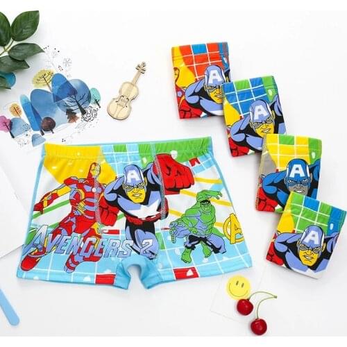 4Pcs Underwear Baby Boxer Marvel Captain America Cotton Boys Panties Spideman Cartoon Printed Kids Boxers Briefs Soft Panties