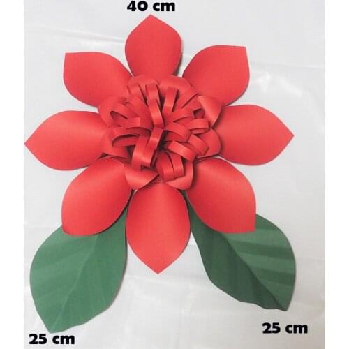 40CM Cardstock Rose DIY Easy Paper Flowers + 2pcs 25cm leaves For Baby Nursery Wall Flower Decor Shower Birthday Video Tutorials