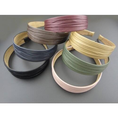 5PCS 4.0cm big wrinkles leather Covered Plastic headbands for women girls Large Crease PU leather hair Hoops hairbands
