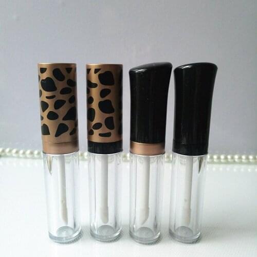 50pcs 5ml High Quality Empty Leopard/Black 5ml Clear Lip Gloss Tube DIY Cosmetic Lip Balm Bottle Container ABS Lid & PS Bottle