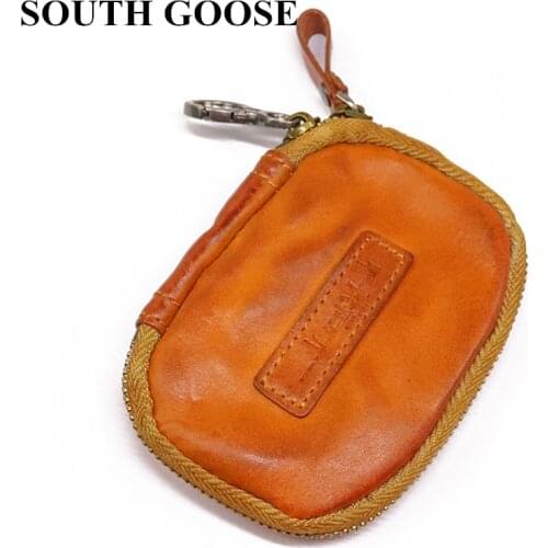Brand Genuine Leather Key Wallets Multifunction Keys Organizer Men Retro Car Key Holder Women Housekeeper Keys Pouch Coin Purse