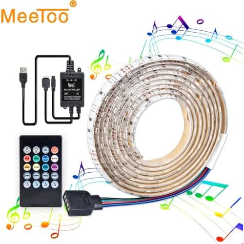 DC5V USB RGB LED Strip Set SMD 2835 Music Controller Sound Sensor LED Light Strip Flexible Ribbon Led Tape Computer TV Backlight
