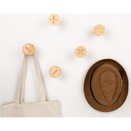 Wood Hooks Clothes Coat Hooks Screw Design Natural Luxury Canada Maple Wood Key Holder Wall Key Hanger Nordic Home Coat Rack