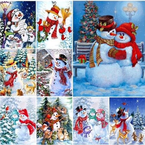 DIY 5D Diamond Painting Full Square Snowman Cross Stitch Kit Diamond Mosaic Christmas Gift Diamond Embroidery Winter Home Docor