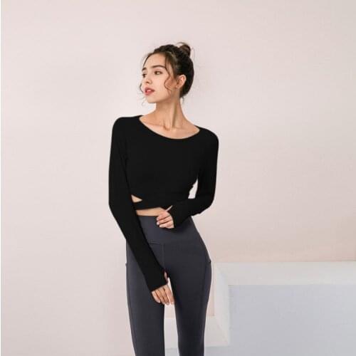 Women Long-sleeved Quick-drying Fitness T-Shirts Elastic Tights Slim Sports Running Fitness Clothes With Chest Pad