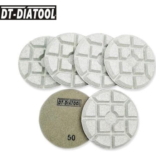 DT-DIATOOL 6pcs/pk Dia 100mm/4" Diamond Resin Bond Concrete Grinding Disc Polishing Pads for Cement Floor Terrazzo Floor