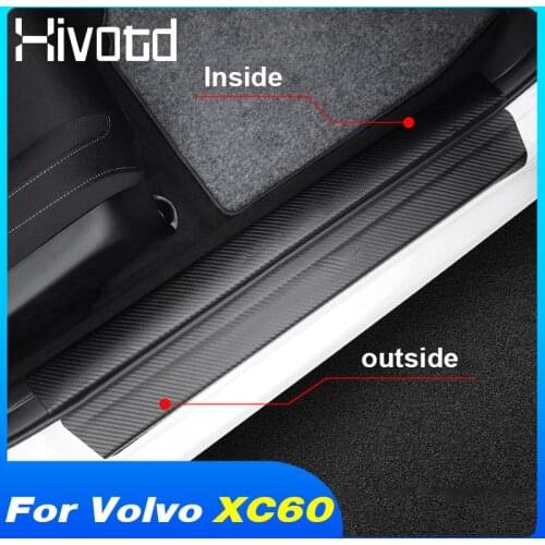 Hivotd Car Door Sill Rear Trunk Bumper Cover Non-slip Strip Plate Protector Sticker Styling Accessories For Volvo XC60 2018-2022