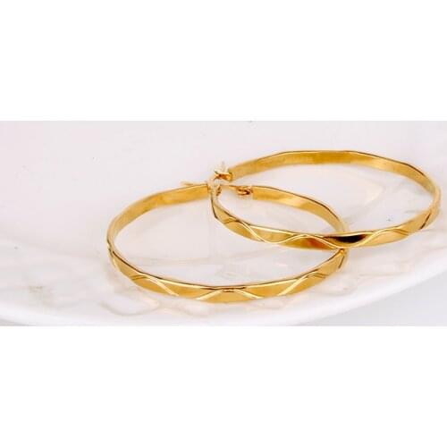 Stainless Steel Hoop Earring for Women Gold Color Round Simple Nice Party Daily Ear Jewelry New Hot 2021 E0175 CN(Origin)
