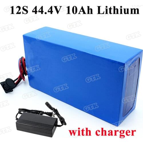 12s 44.4v 46v 10ah lithium battery pack 18650 cells with BMS for 500w 1000w ebike e-scooter motor unicycle+2A Charger