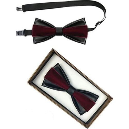 Mens Formal Bow Tie Korean Double-layer Groom Wedding Accessories Leather / Velvet / Rhinestone Business Bowtie (No Box)