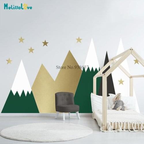Mountains Decal Baby Room Decal Nursery Toddler Kids Adventure Theme Headboard Removable Vinyl Wall Stickers BB843