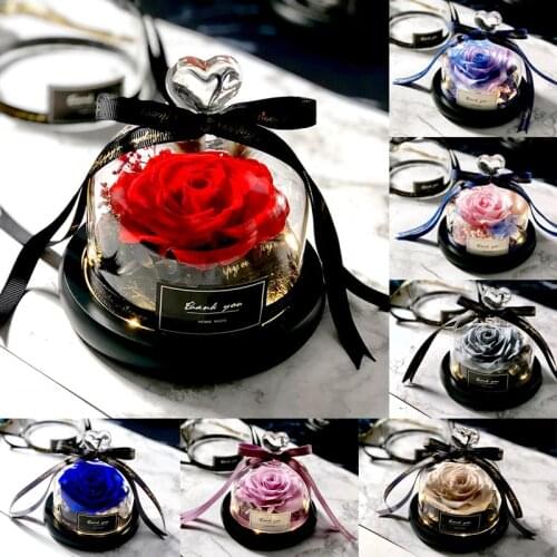 2021 Girlfriend Romantic Valentines Day Gifts The Beauty And Beast Rose Real Roses Eternal Rose in Glass Dome Desk Home Decor