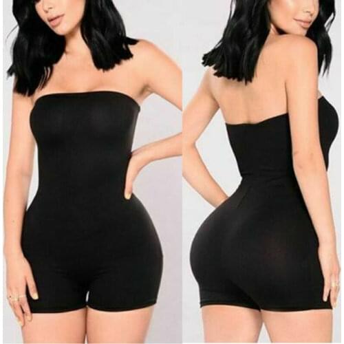 New Women Tube Top Jumpsuit Short Romper Playsuit Leotard Sleeveless Top Stretch Blouse Lady Yoga Sport Bodysuit Outfit