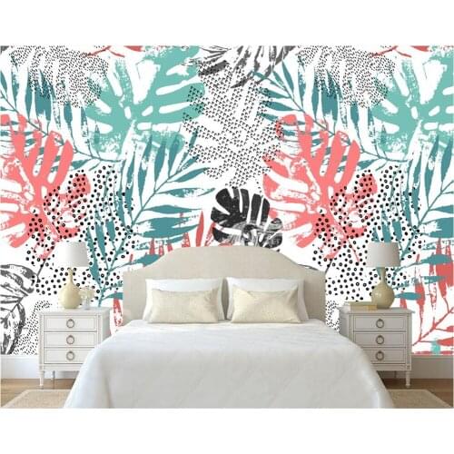 Beibehang Custom wallpaper hand-painted tropical rainforest banana leaf mural TV background wall living room murals 3d wallpaper