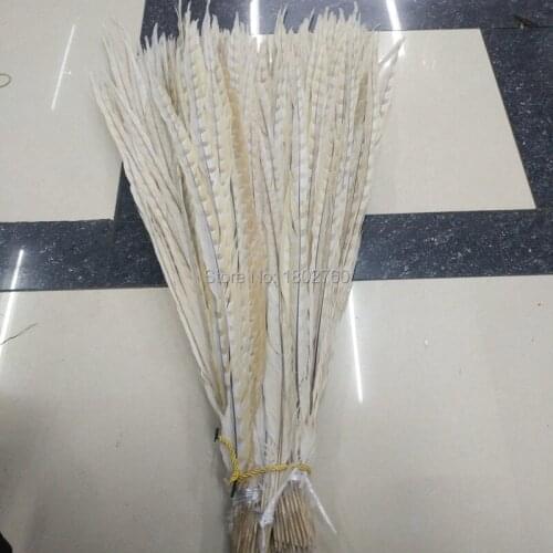Wholesale 50pcs rare beige copper chicken feathers long 130-140 cm decoration diy collection stage performances
