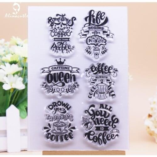 CLEAR STAMPS Coffee Life Scrapbook Handmade Card Album Paper Craft Rubber Transparent Silicon Stamp AlinaCraft