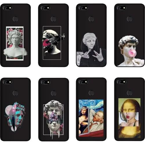 QAQsam Soft TPU Silicone 5.45 inch For Lenovo A5 Case Back Cover Cartoon Statue Abstract Art Painted Cases