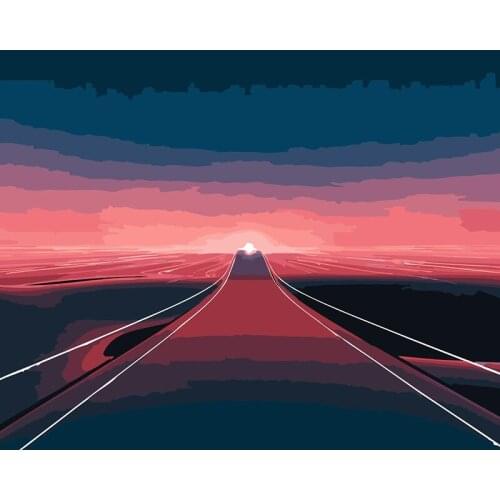 ROYALDREAM Sunset runway Abstract Painting Diy Digital Painting By Numbers Modern Wall Art Picture For Home Wall Artwork